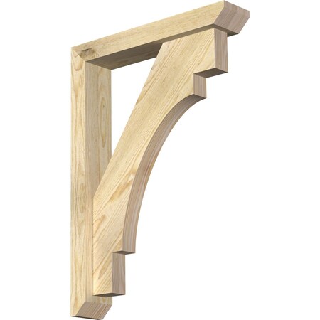 Ekena Millwork Merced Slat Rough Sawn Bracket w/ Offset Brace, Douglas Fir, 4"W x 20"D x 28"H BKT0402X20X28MRC06RDF